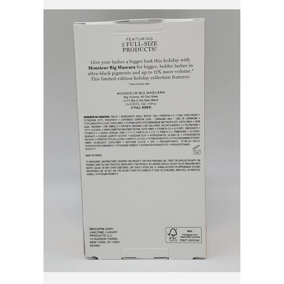 LANCOME Monsieur Big Bold Lash 2 Piece Set Black Mascara NEW FULL SIZE - Picture 3 of 3